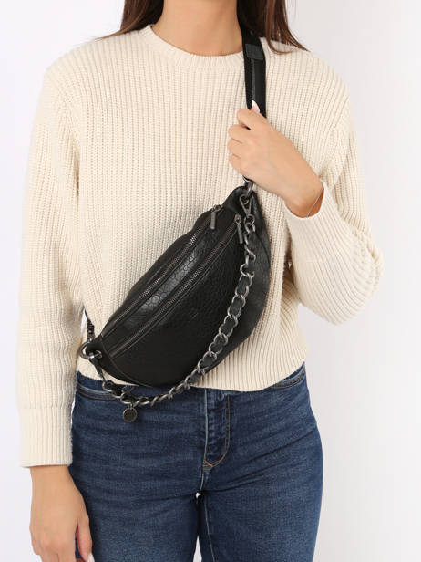 Sac Banane Vintage Cuir Mila louise Noir vintage 23689EX vue secondaire 1