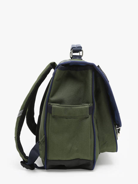 2-compartment Satchel Caramel et cie Green fier GA other view 2