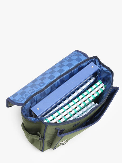2-compartment Satchel Caramel et cie Green fier GA other view 3