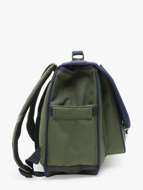 2-compartment Satchel Caramel et cie Green fier GA other view 2