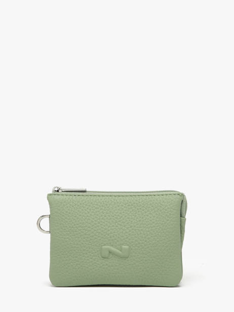 Porte-monnaie 2 Compartiments Cuir Nathan baume Vert original n 302N