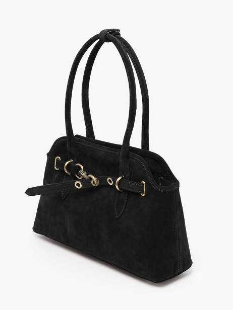 Shoulder Bag Velvet Leather Milano Black velvet VE260610 other view 2