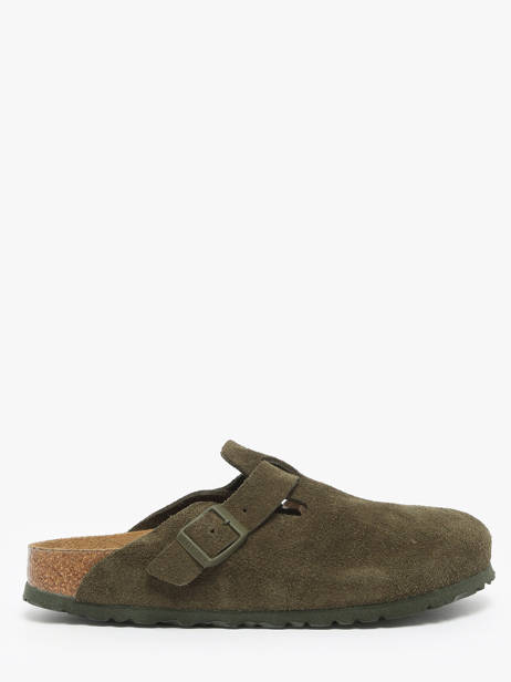 Slippers Boston In Leather Birkenstock Green women 1024714