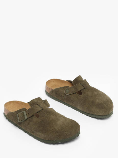 Slippers Boston In Leather Birkenstock Green women 1024714 other view 1