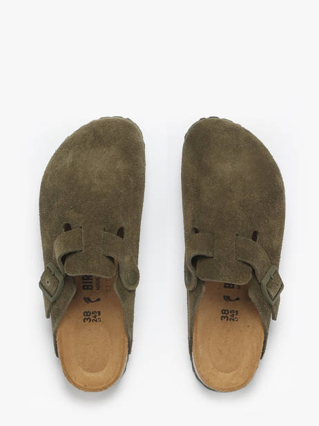 Slippers Boston In Leather Birkenstock Green women 1024714 other view 3