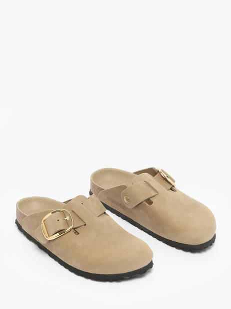 Slippers Boston Big Buckle In Leather Birkenstock Beige women 1030425 other view 1