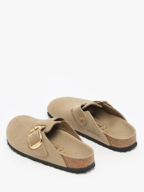 Slippers Boston Big Buckle In Leather Birkenstock Beige women 1030425 other view 2