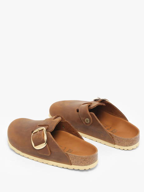 Slippers Boston Big Buckle In Leather Birkenstock Brown women 1030446 other view 2