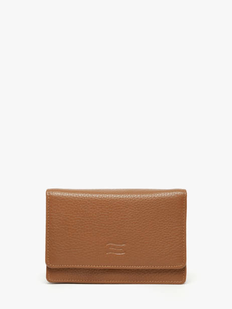 Leather Caviar Flap Wallet Crinkles Brown caviar 14049